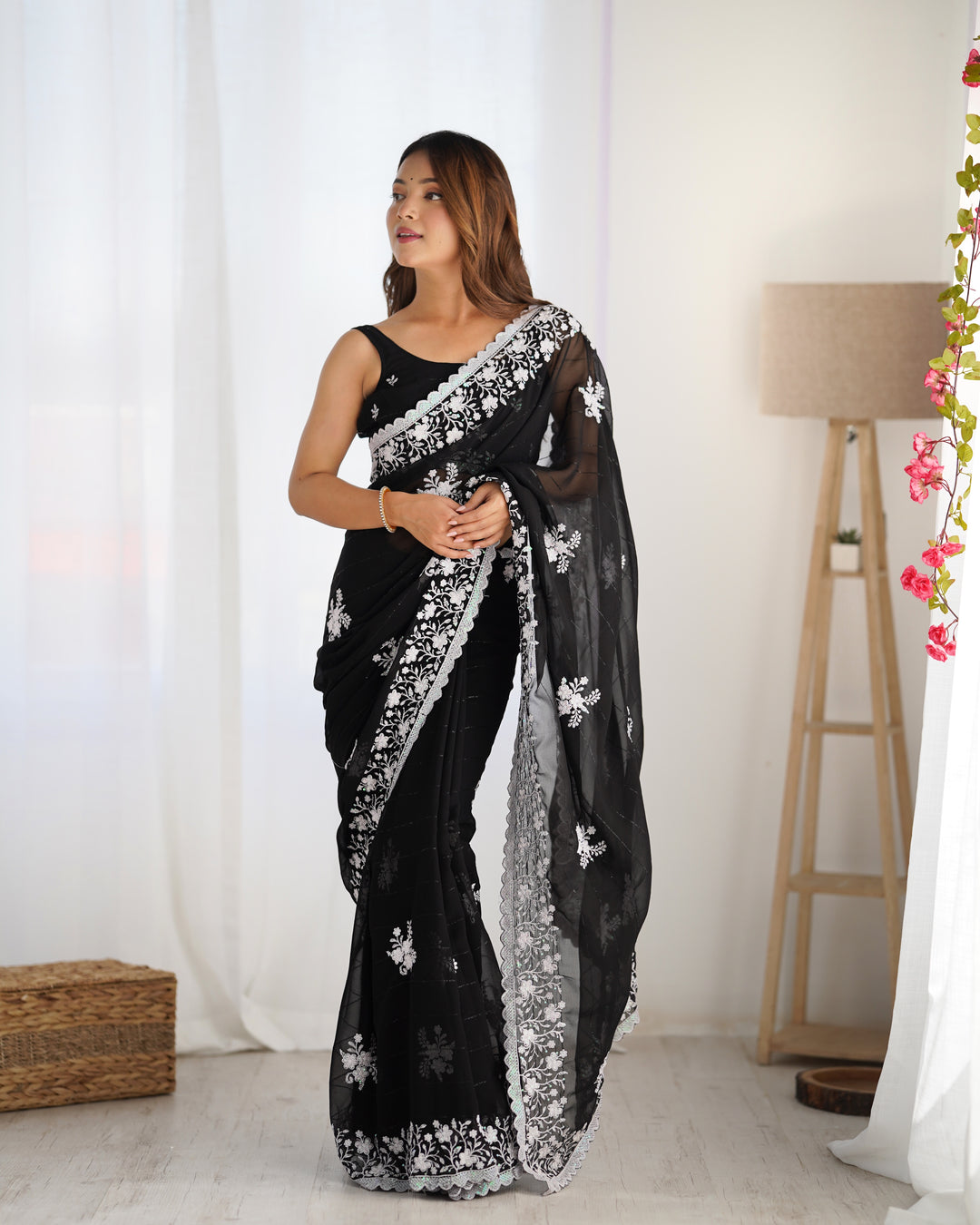 Designer Georgette Saree | Beautified with Thread Sequance Embroidery Work