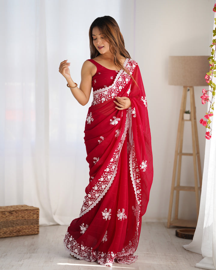 Designer Georgette Saree | Beautified with Thread Sequance Embroidery Work