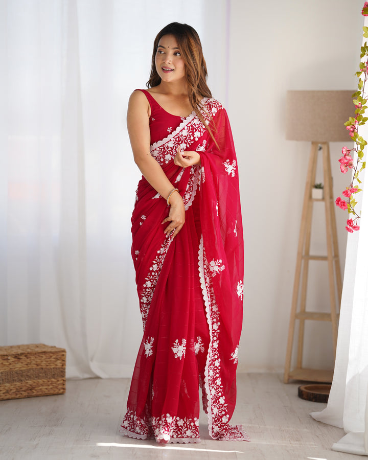 Designer Georgette Saree | Beautified with Thread Sequance Embroidery Work