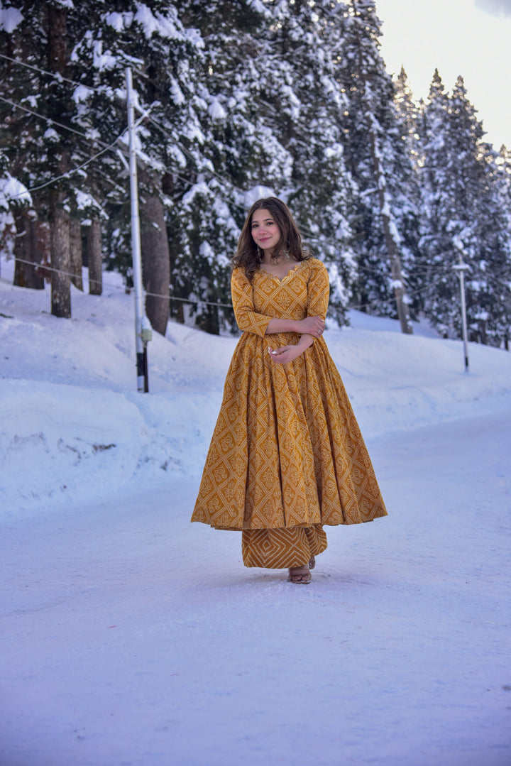 Elegant Orange Designer Kurti | Cotton Silk Kurti with Palazzo Set