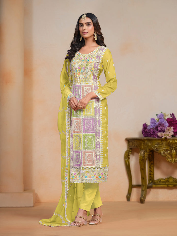 Elegant Embroidered Organza Salwar Kameez with Santoon Bottom | Festive Wear