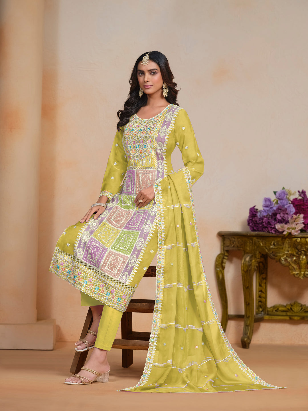 Elegant Embroidered Organza Salwar Kameez with Santoon Bottom | Festive Wear