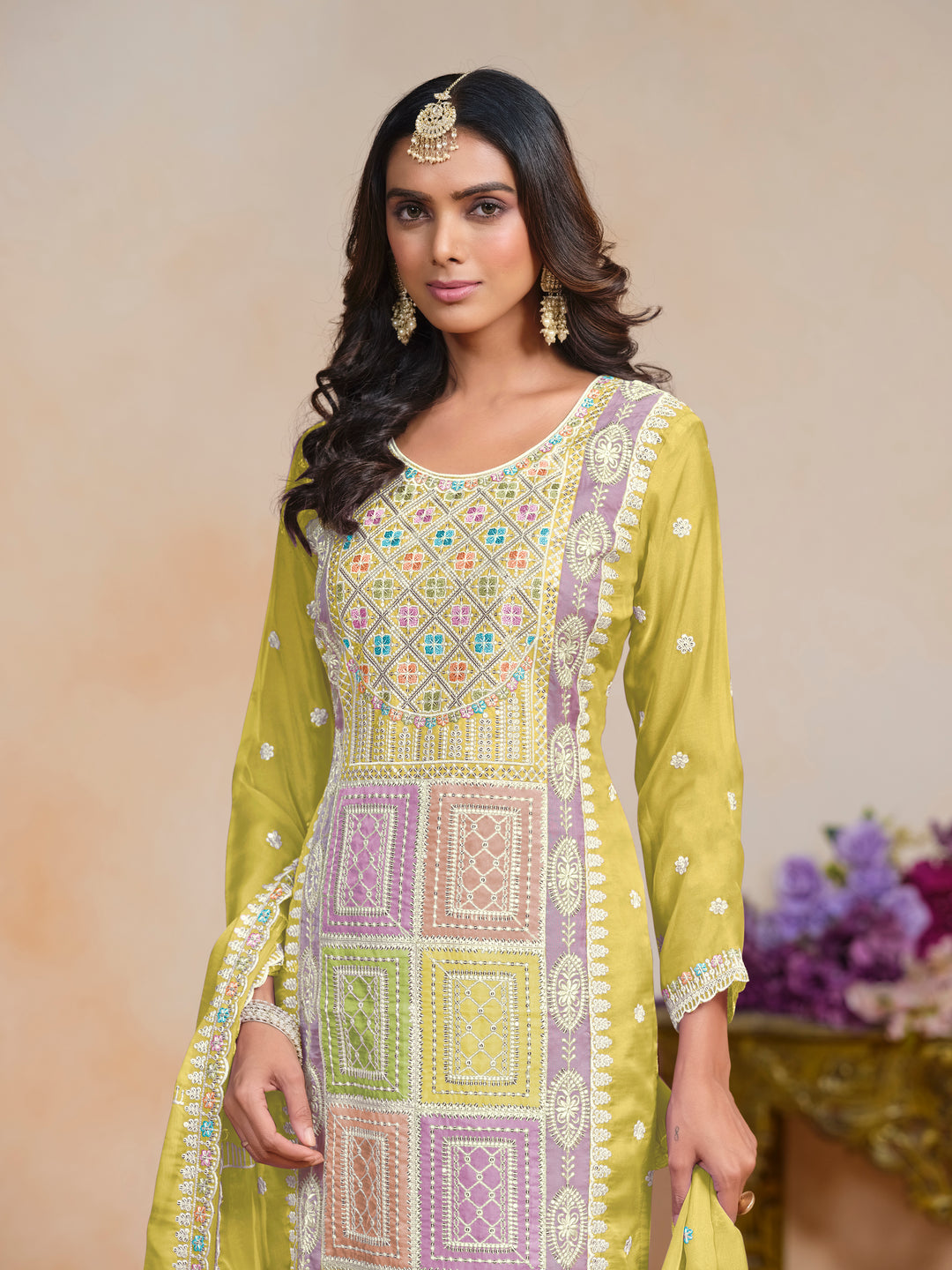 Elegant Embroidered Organza Salwar Kameez with Santoon Bottom | Festive Wear