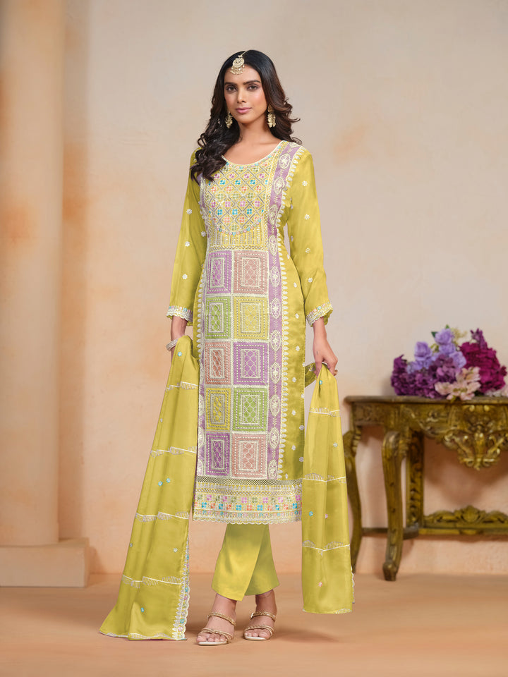 Elegant Embroidered Organza Salwar Kameez with Santoon Bottom | Festive Wear