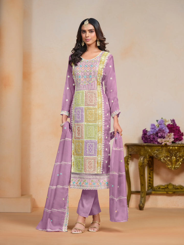 Elegant Embroidered Organza Salwar Kameez with Santoon Bottom | Festive Wear