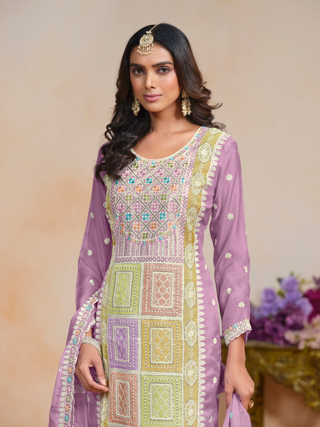 Elegant Embroidered Organza Salwar Kameez with Santoon Bottom | Festive Wear