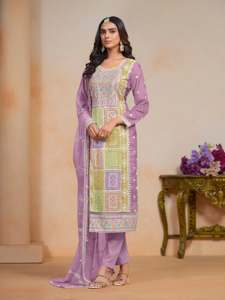 Elegant Embroidered Organza Salwar Kameez with Santoon Bottom | Festive Wear