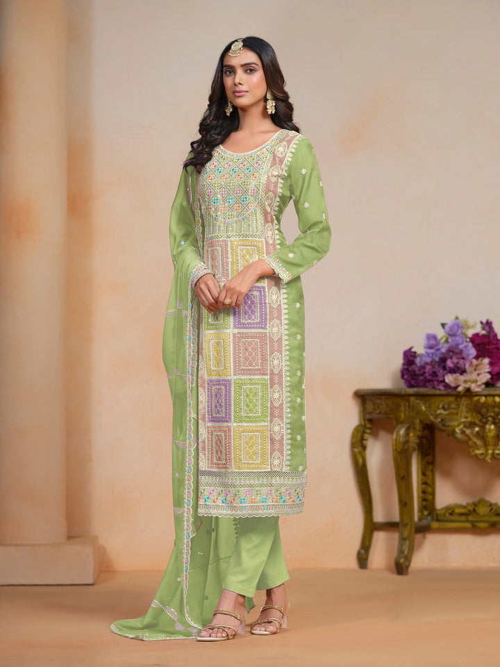 Elegant Embroidered Organza Salwar Kameez with Santoon Bottom | Festive Wear