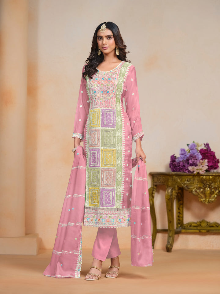 Elegant Embroidered Organza Salwar Kameez with Santoon Bottom | Festive Wear