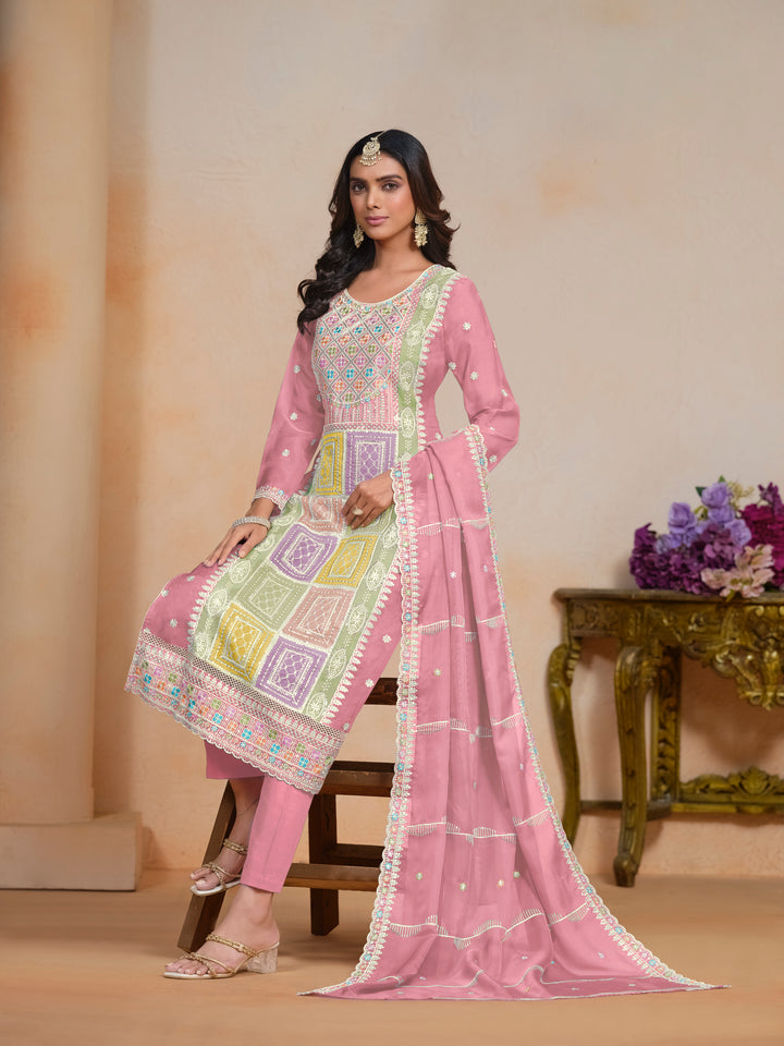 Elegant Embroidered Organza Salwar Kameez with Santoon Bottom | Festive Wear