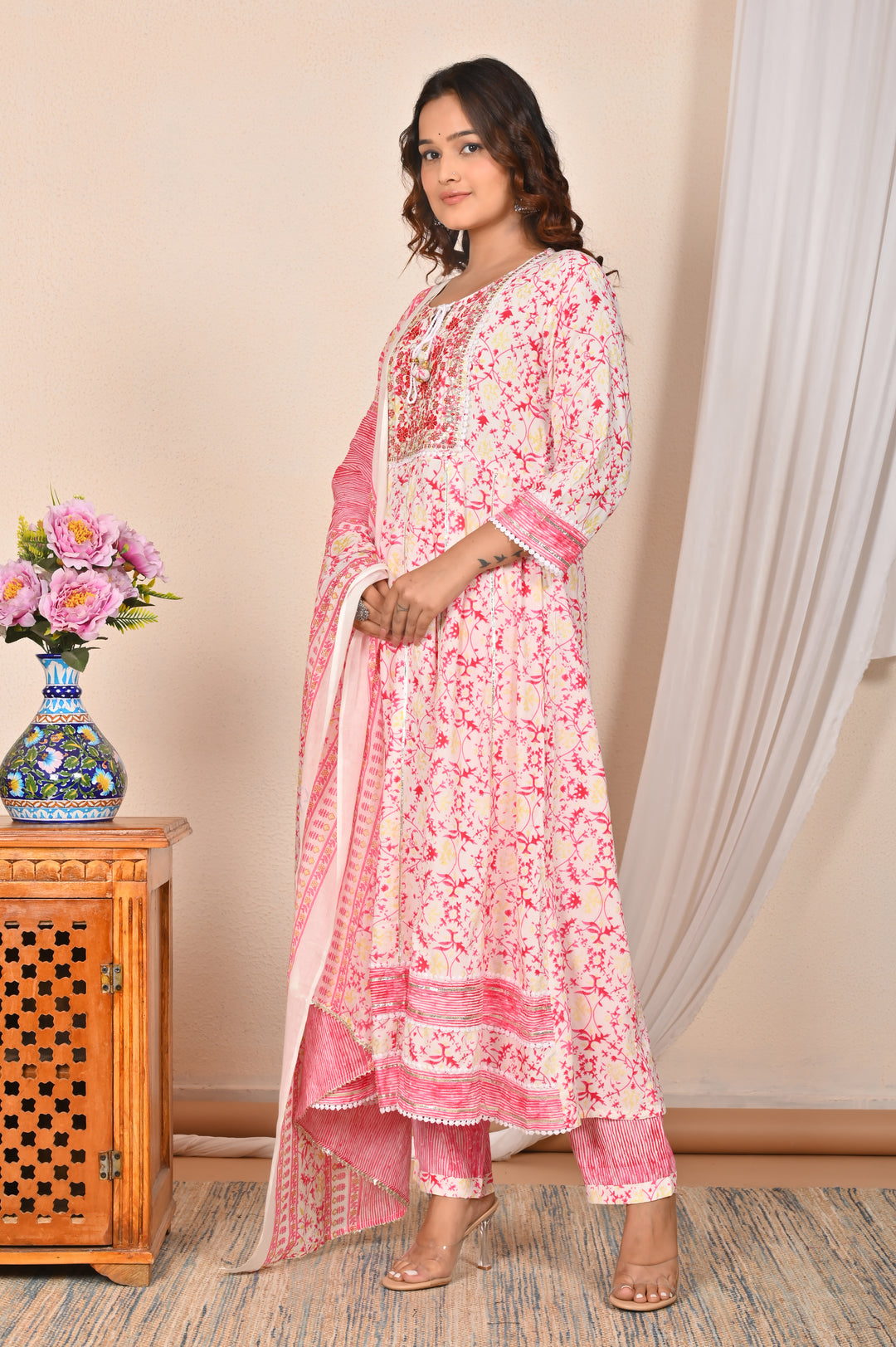 Elegant Rayon Cotton Salwar Kameez | Floral Print Ethnic Wear