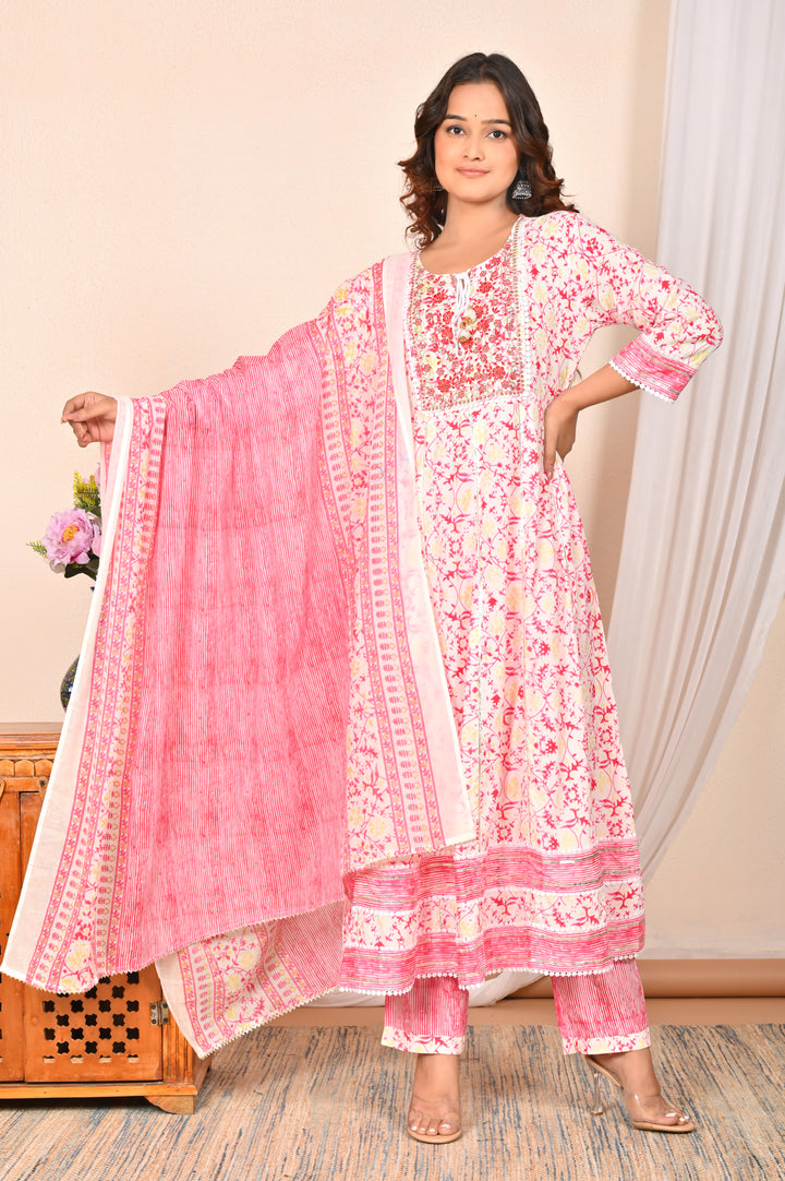 Elegant Rayon Cotton Salwar Kameez | Floral Print Ethnic Wear