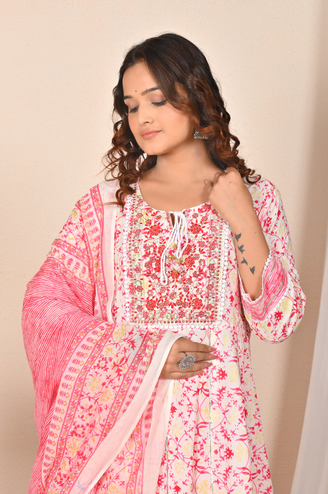 Elegant Rayon Cotton Salwar Kameez | Floral Print Ethnic Wear