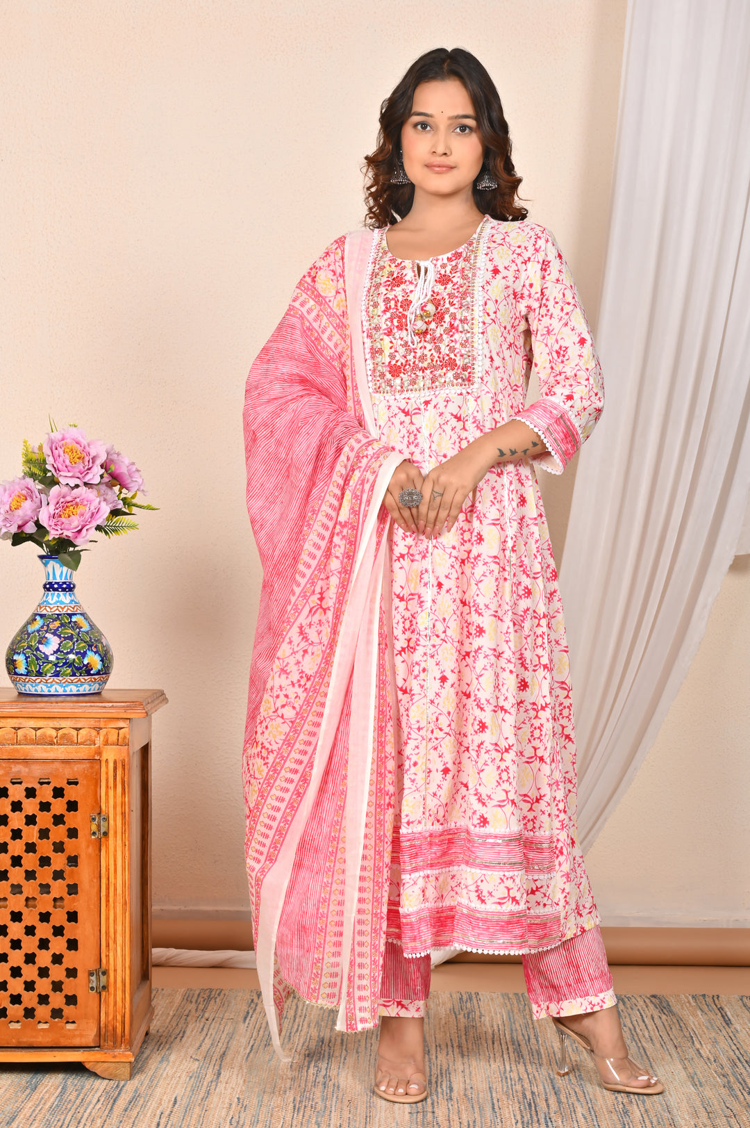 Elegant Rayon Cotton Salwar Kameez | Floral Print Ethnic Wear