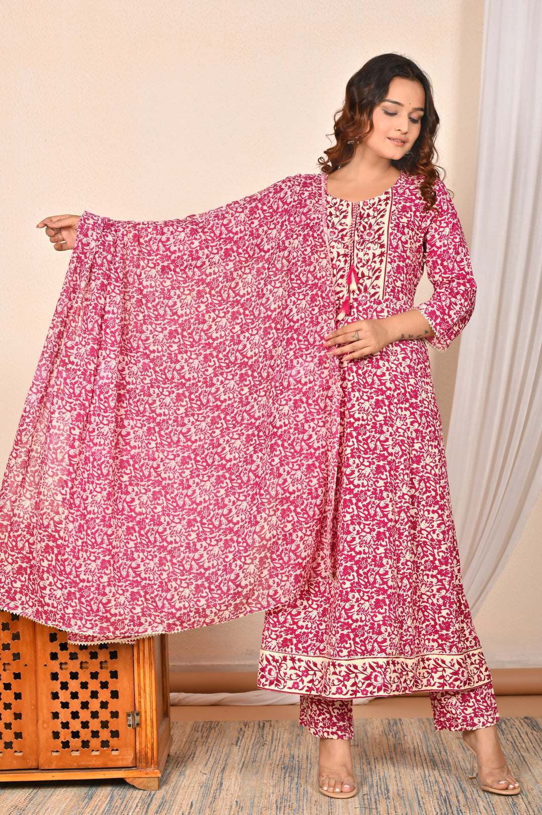 Elegant Rayon Cotton Salwar Kameez | Floral Print Ethnic Wear