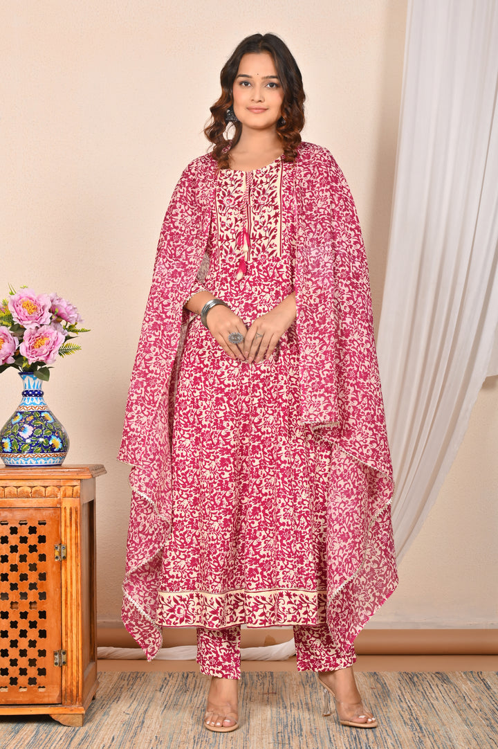 Elegant Rayon Cotton Salwar Kameez | Floral Print Ethnic Wear