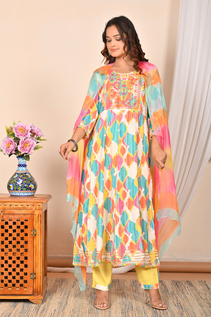 Elegant Rayon Cotton Salwar Kameez | Floral Print Ethnic Wear