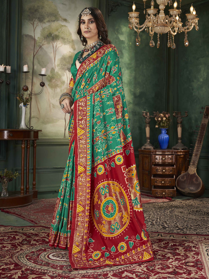 Tussar Silk Saree | Intricate Wevon Designer With Ikkat Printed Embellishment