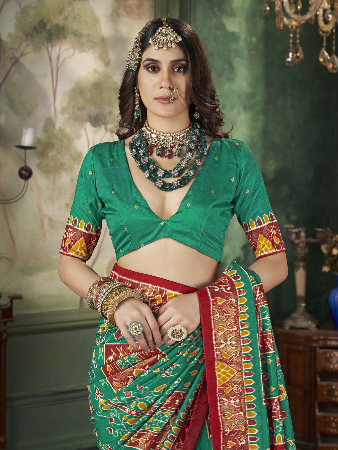 Tussar Silk Saree | Intricate Wevon Designer With Ikkat Printed Embellishment