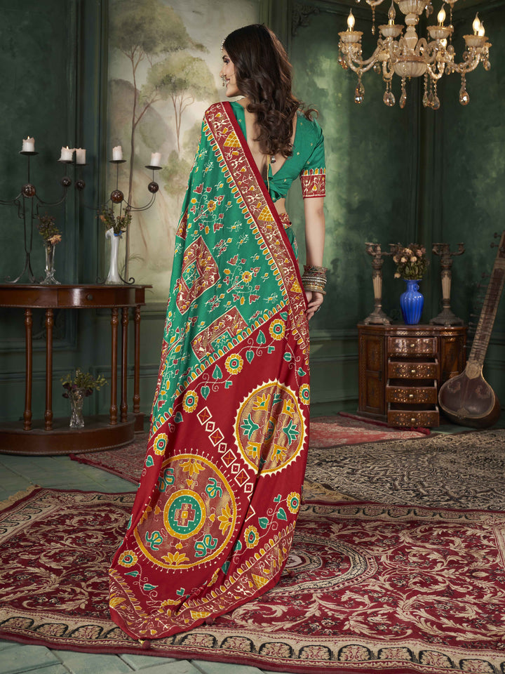 Tussar Silk Saree | Intricate Wevon Designer With Ikkat Printed Embellishment