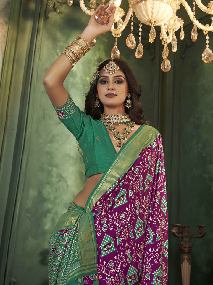 Tussar Silk Saree | Intricate Wevon Designer With Ikkat Printed Embellishment