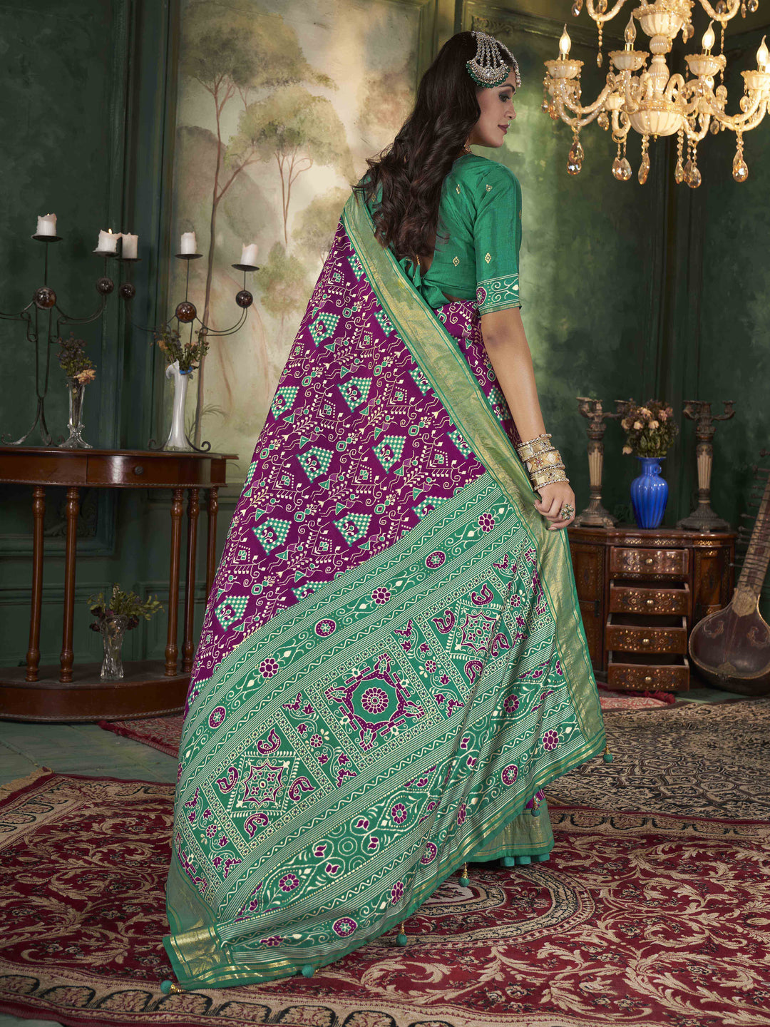 Tussar Silk Saree | Intricate Wevon Designer With Ikkat Printed Embellishment