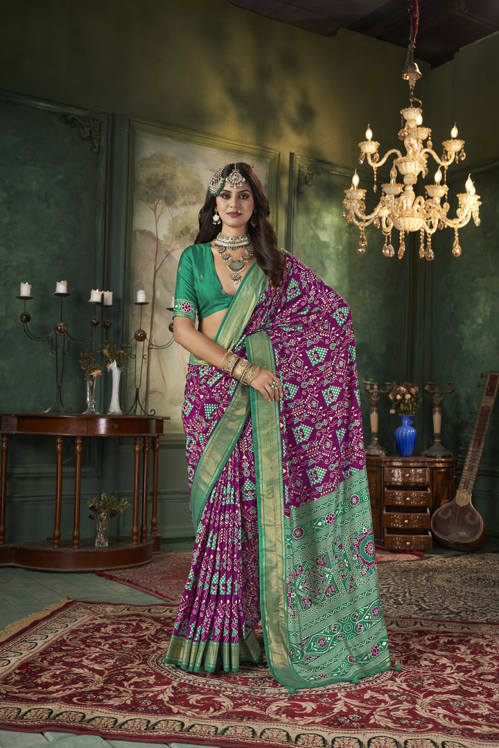 Tussar Silk Saree | Intricate Wevon Designer With Ikkat Printed Embellishment