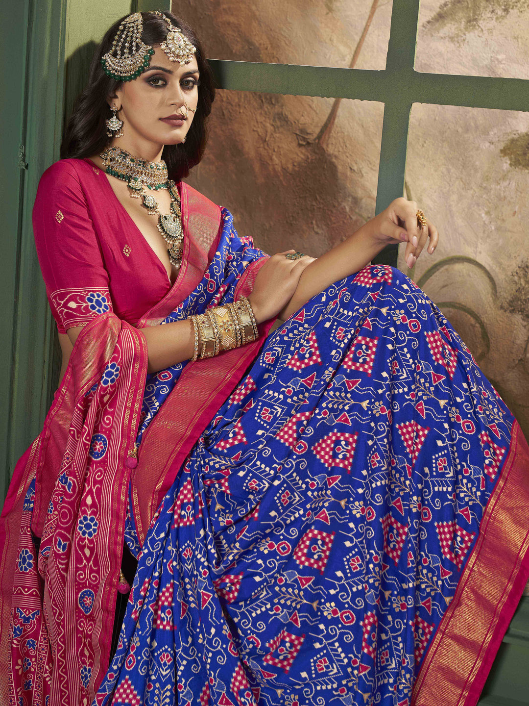 Tussar Silk Saree | Intricate Wevon Designer With Ikkat Printed Embellishment