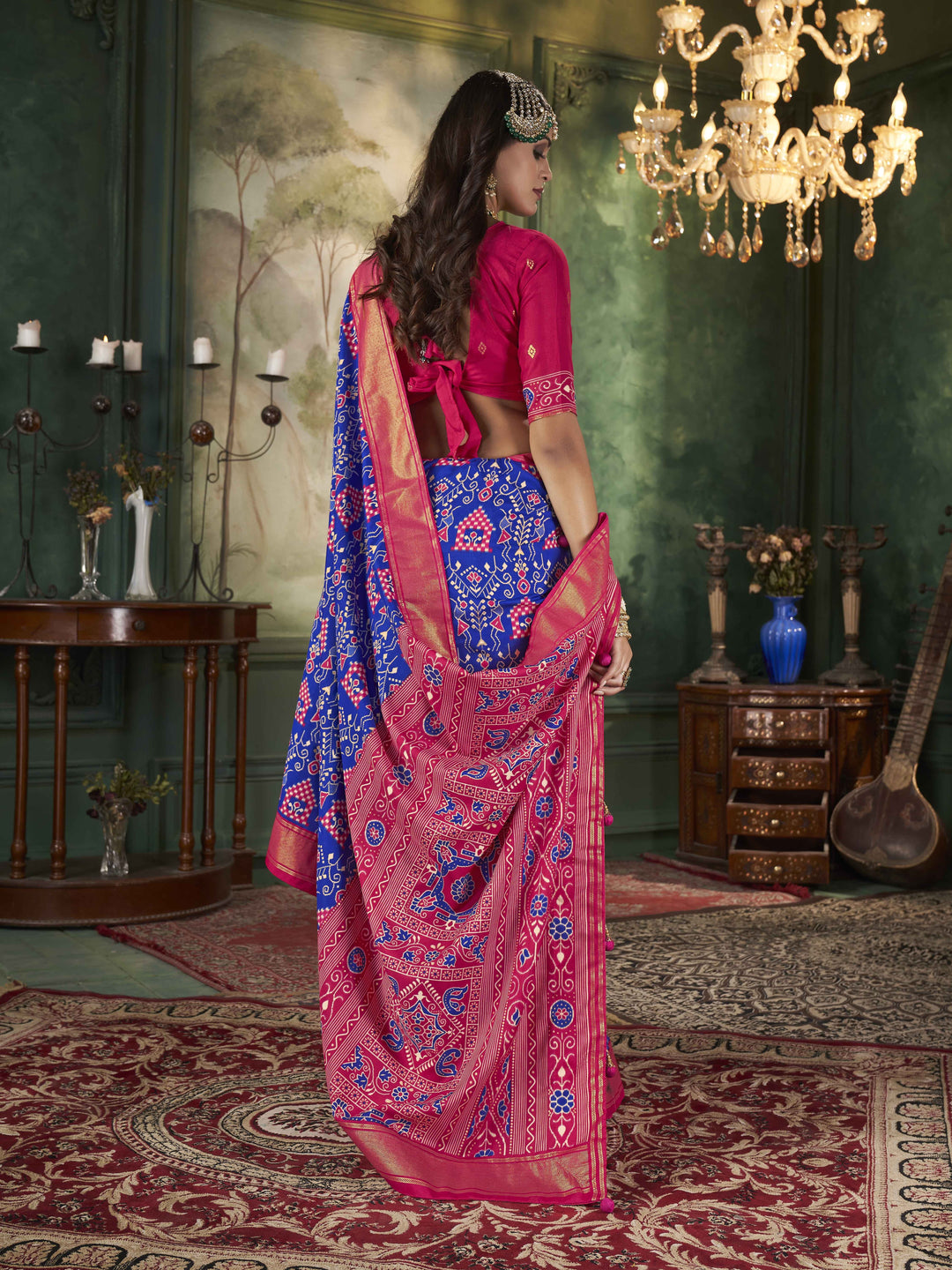 Tussar Silk Saree | Intricate Wevon Designer With Ikkat Printed Embellishment