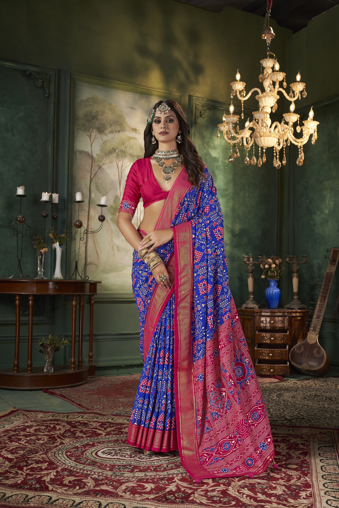 Tussar Silk Saree | Intricate Wevon Designer With Ikkat Printed Embellishment