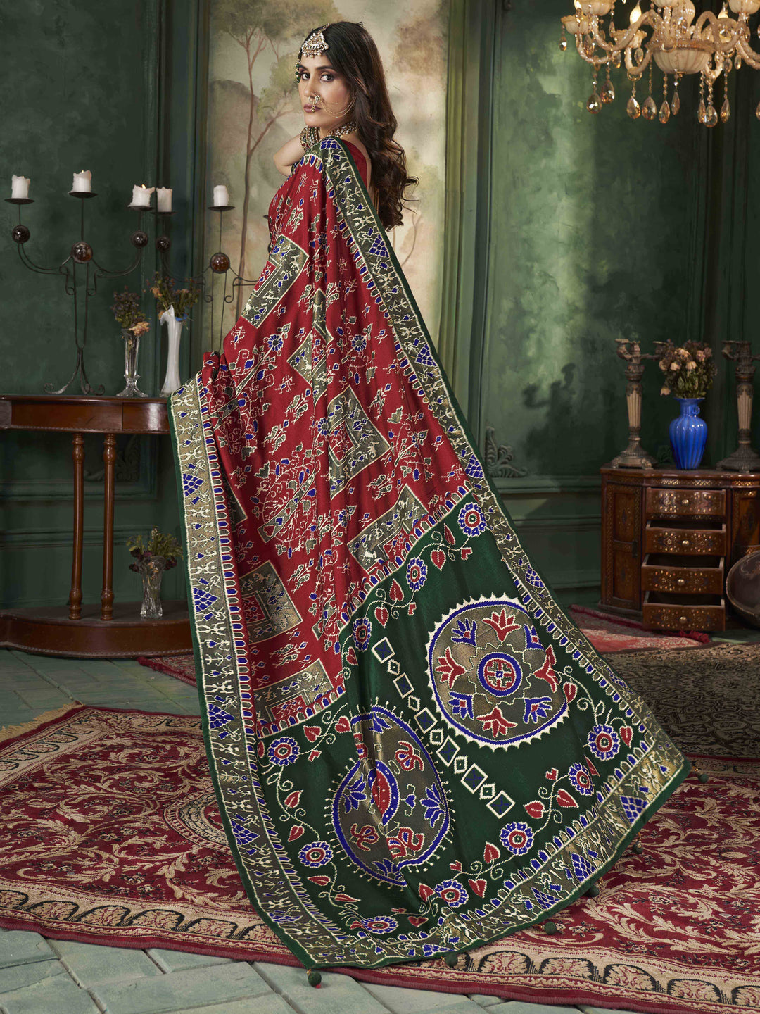 Tussar Silk Saree | Intricate Wevon Designer With Ikkat Printed Embellishment