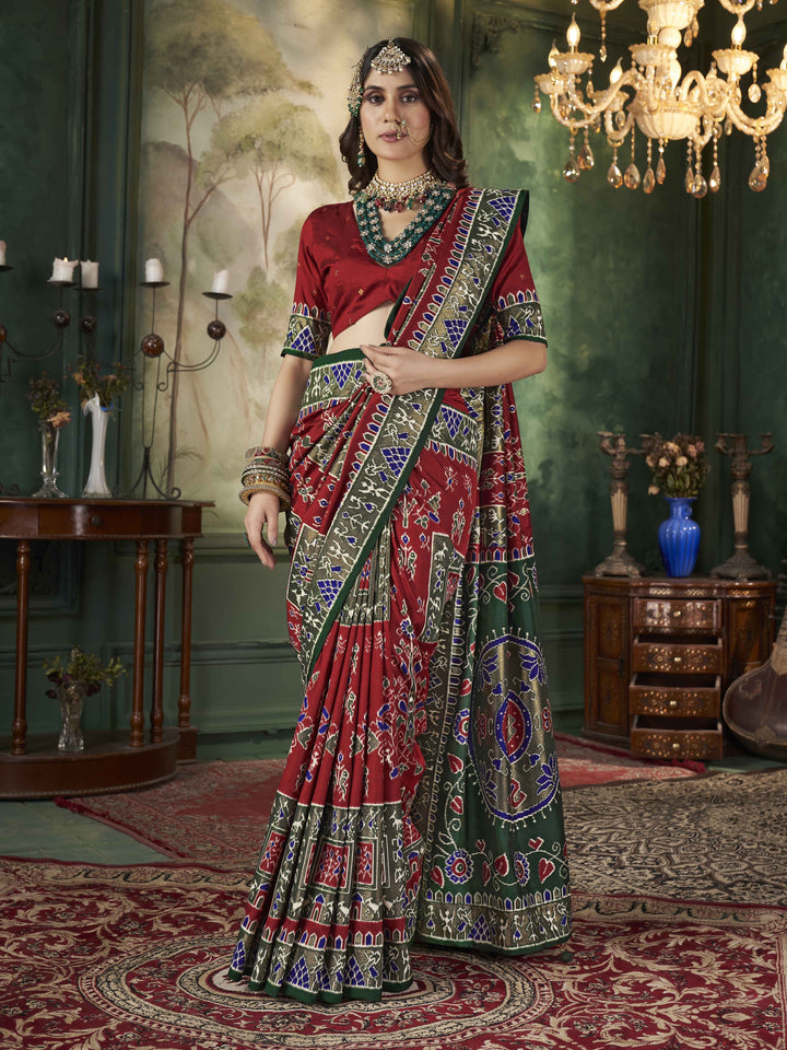 Tussar Silk Saree | Intricate Wevon Designer With Ikkat Printed Embellishment