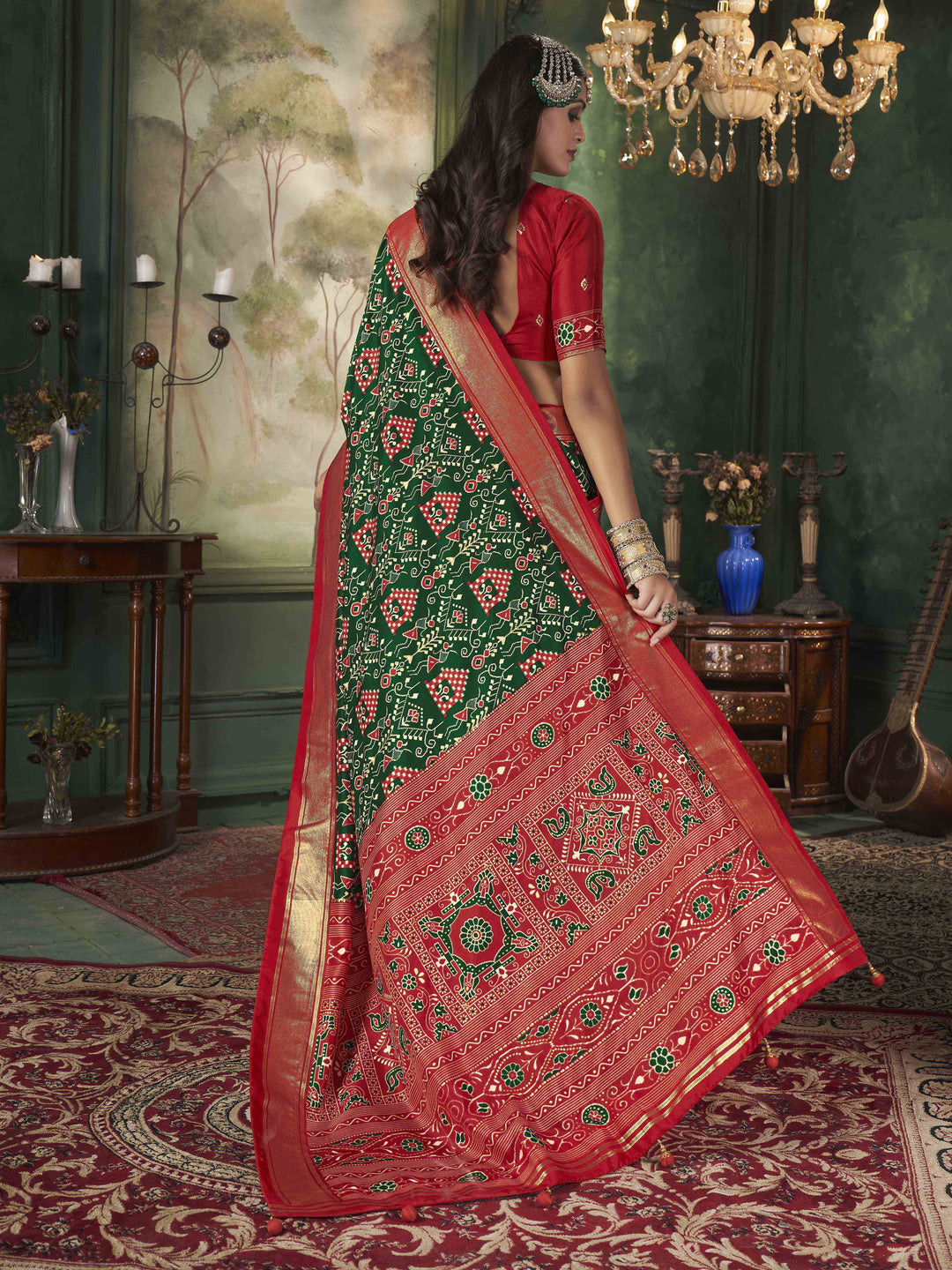 Tussar Silk Saree | Intricate Wevon Designer With Ikkat Printed Embellishment