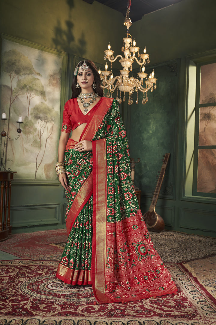 Tussar Silk Saree | Intricate Wevon Designer With Ikkat Printed Embellishment