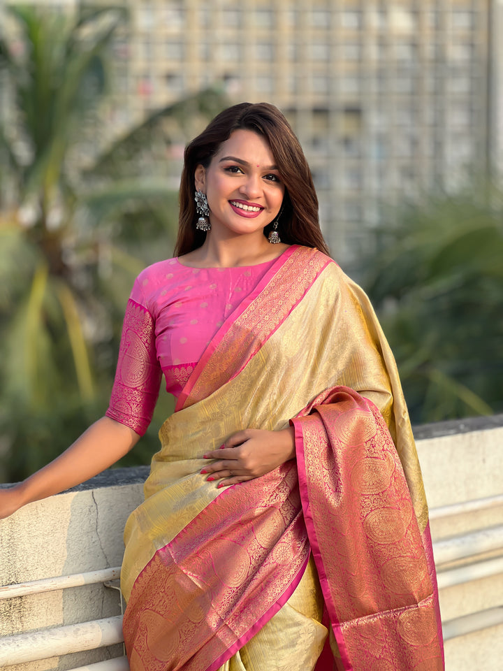 Elegant Tissue Silk Saree | Perfect Weaving Jari Designer Work