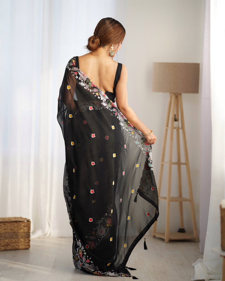 Designer Georgette Saree | Beautified with Multy Thread,Sequance Embroidery Work