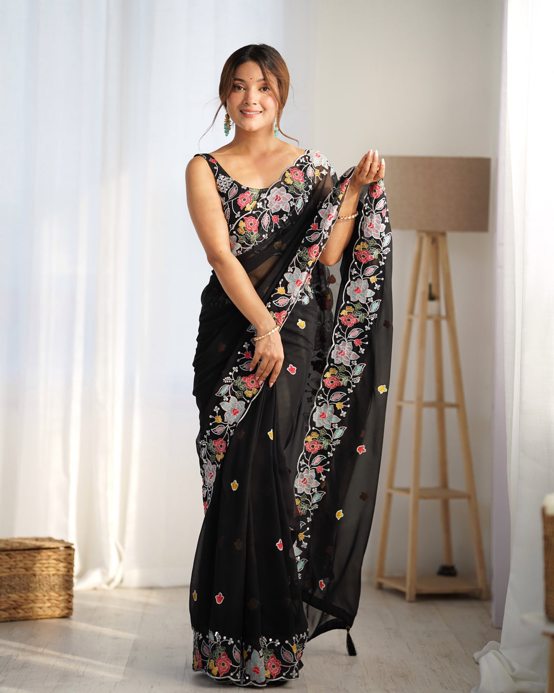 Designer Georgette Saree | Beautified with Multy Thread,Sequance Embroidery Work