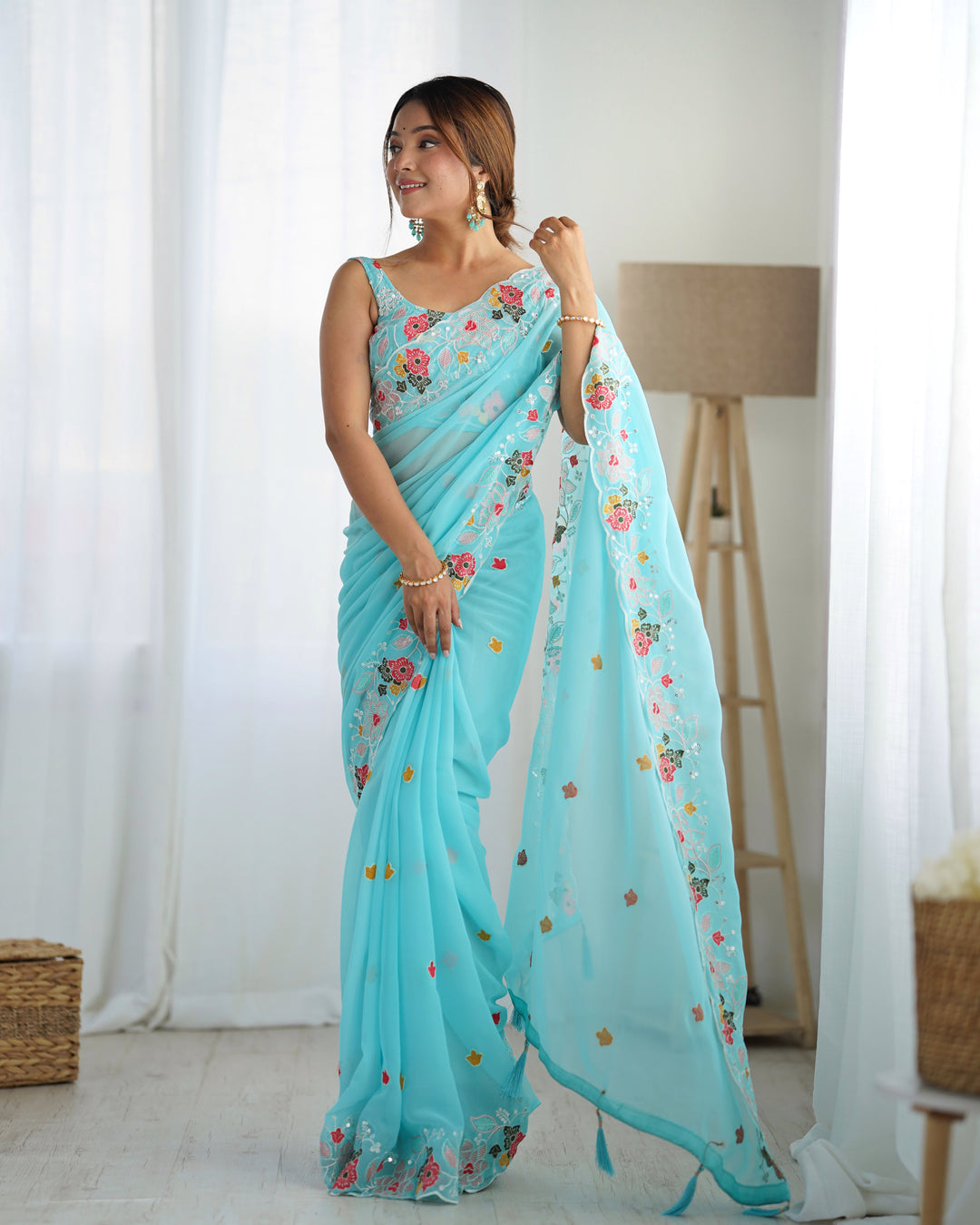 Designer Georgette Saree | Beautified with Multy Thread,Sequance Embroidery Work