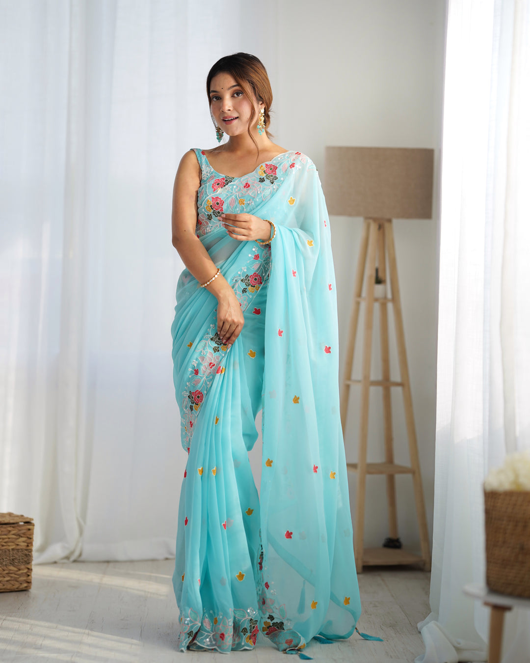 Designer Georgette Saree | Beautified with Multy Thread,Sequance Embroidery Work