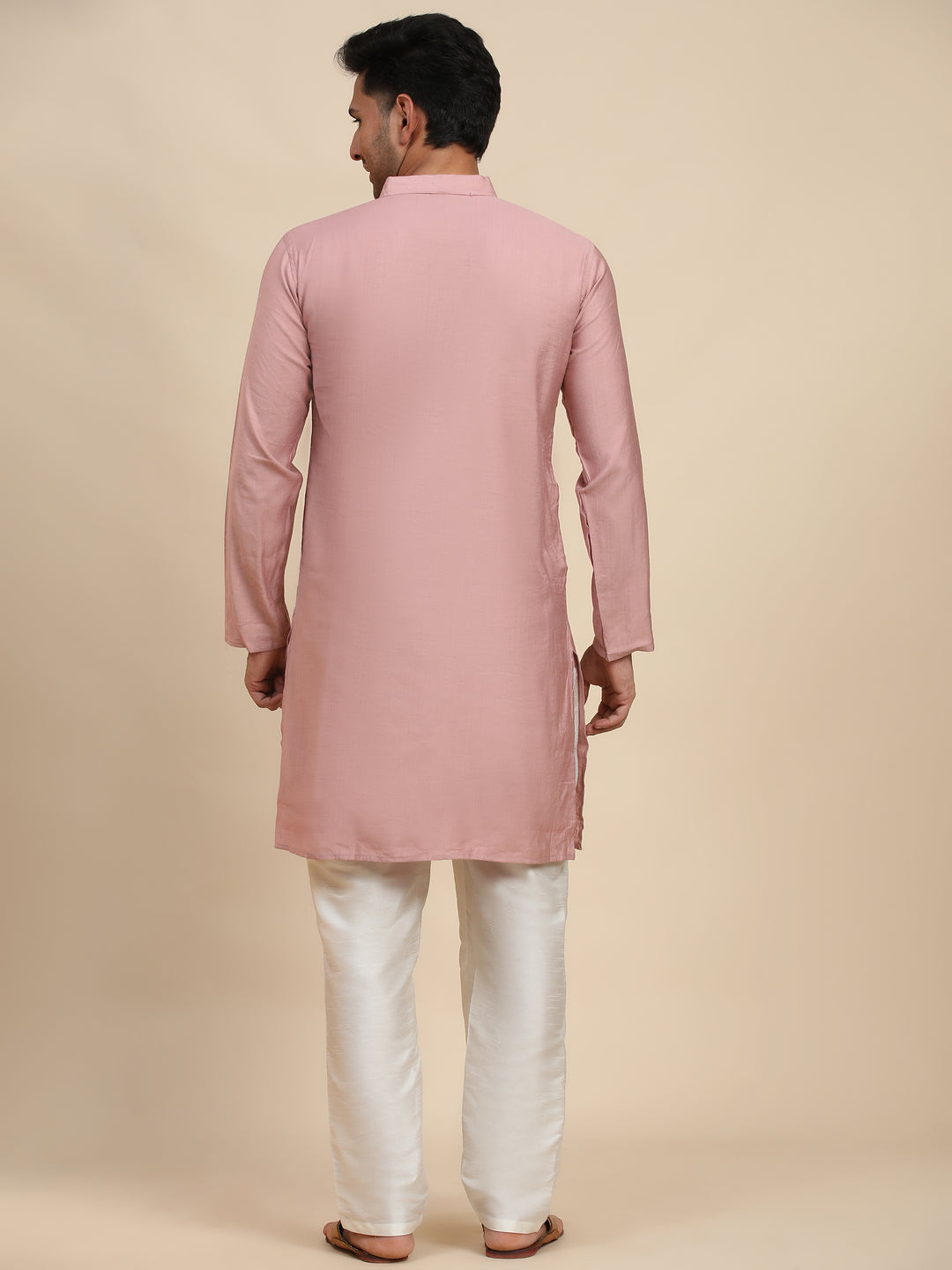 Dusty Pink Kurta Pajama Set | Viscose Rayon Kurta & Art Silk Pajama