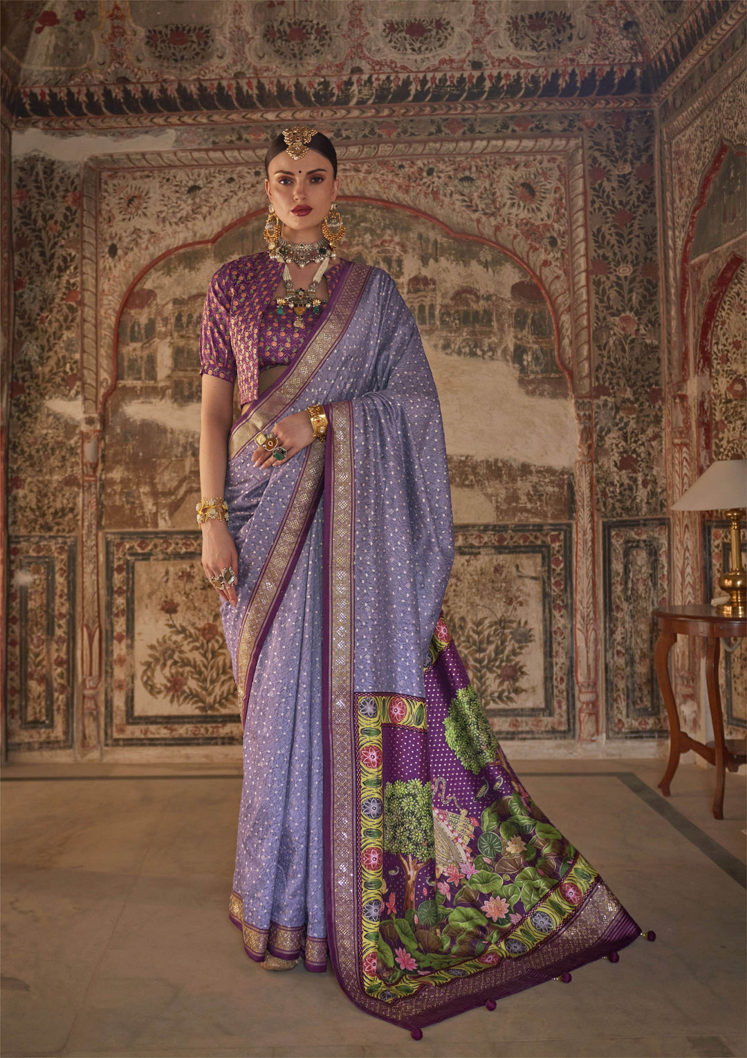 Stunning Purple Viscose Silk Saree | Perfect for Grand Celebrations with Luxurious Appeal