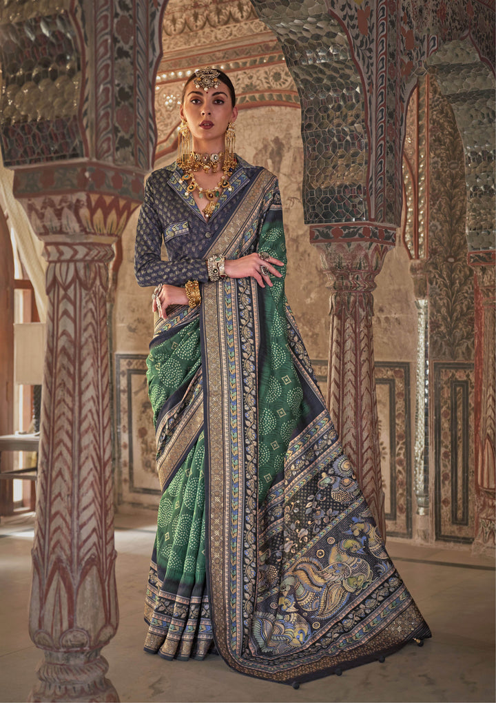 Stunning green Viscose Silk Saree | Perfect for Grand Celebrations