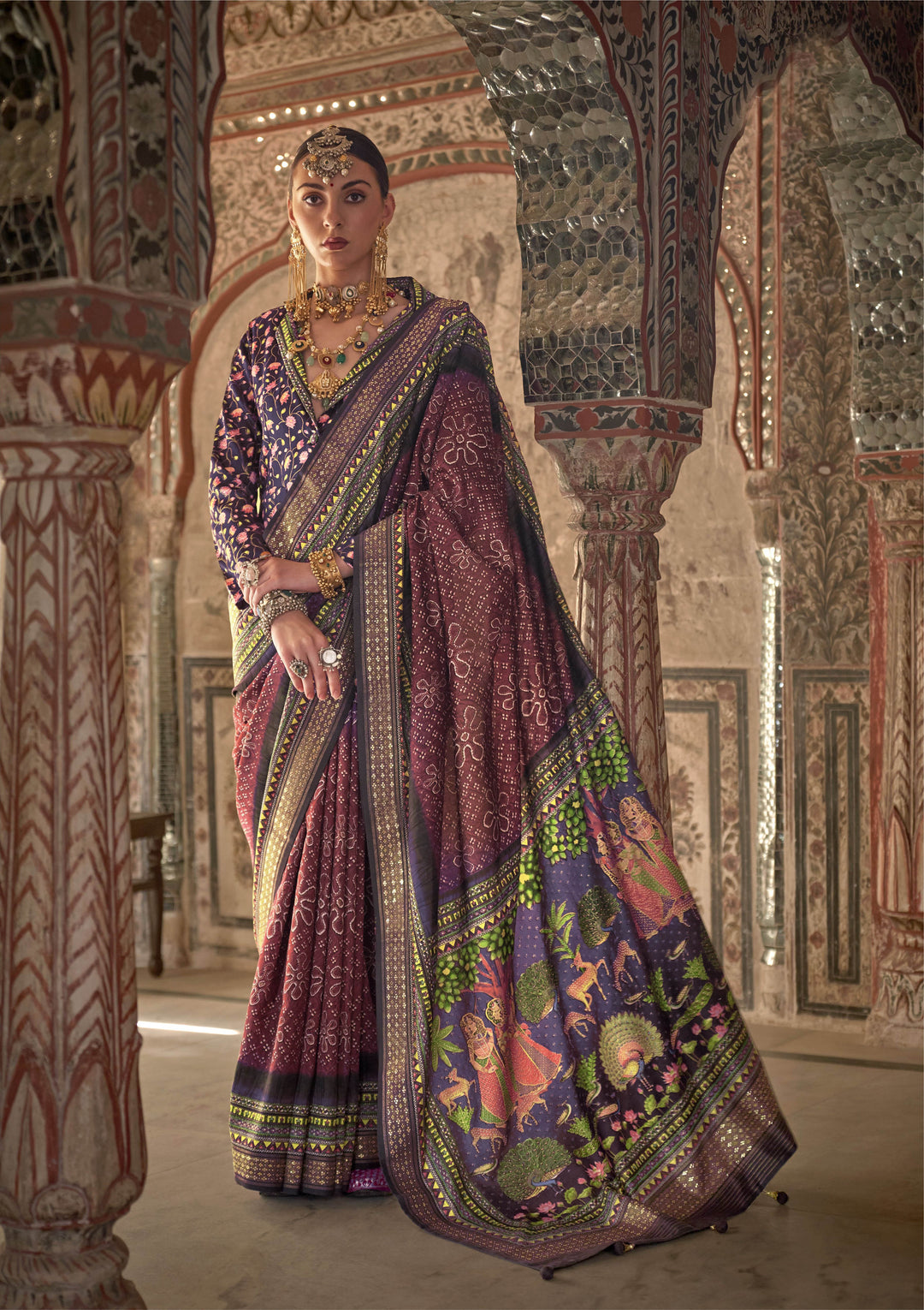 Stunning Wine Viscose Silk Saree | Perfect for Grand Celebrations