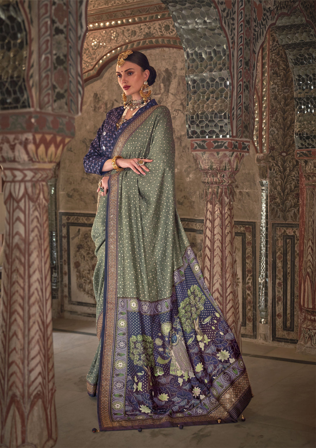 Stunning grey Viscose Silk Saree | Elegance Redefined for Weddings