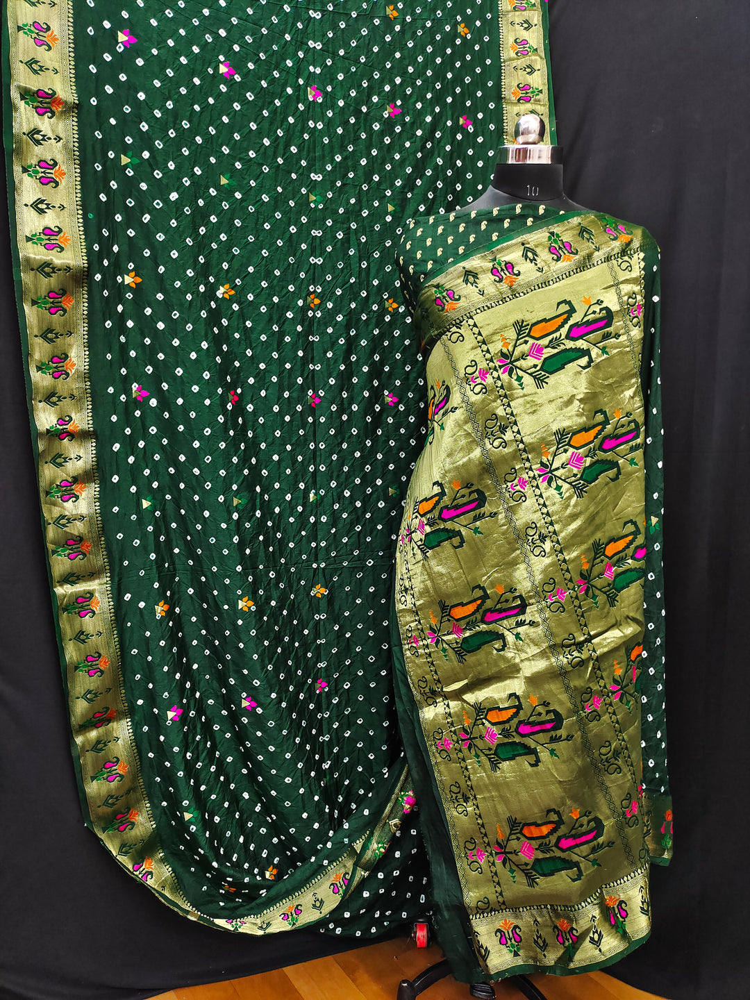 Designer Dola Silk Saree | Beautified with Wevon Paithani Designer, Bandhej Printed Work