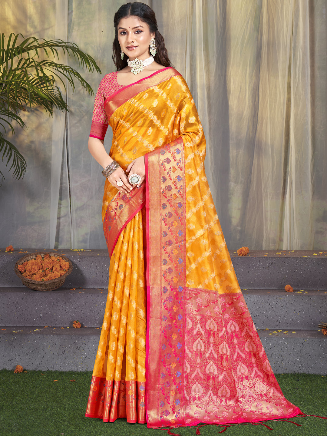 Designer Silk Saree | Beautified with Wevon Jacquard Designer Work