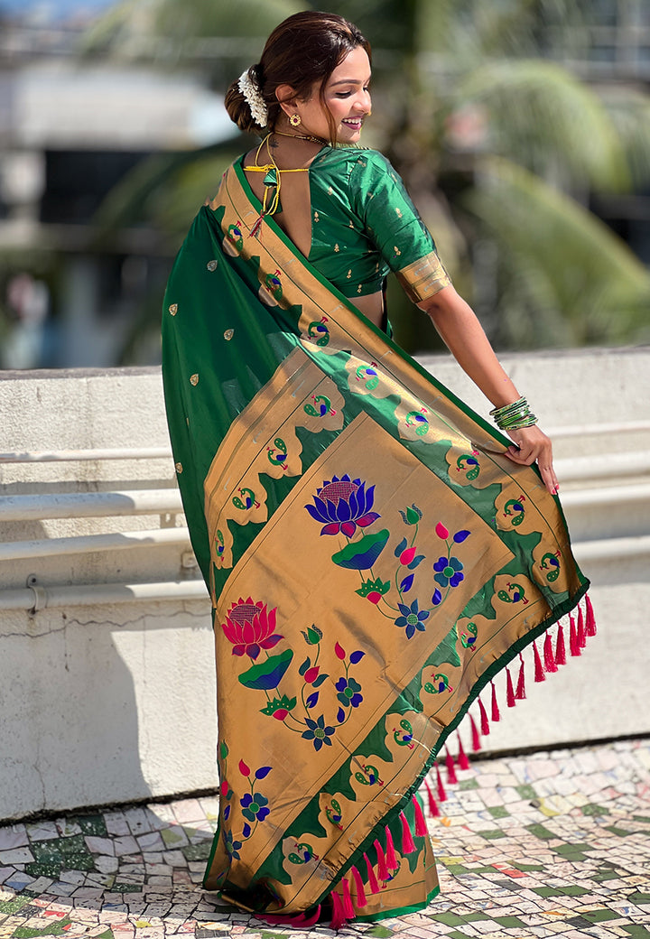 Stunning Paithani Silk Saree |  Wevon Paithani Meenakari Designer Work for Partywear