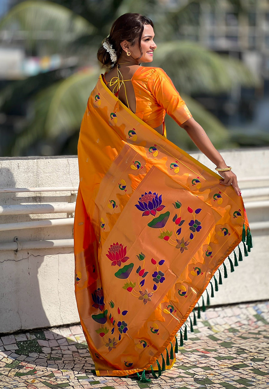 Stunning Paithani Silk Saree |  Wevon Paithani Meenakari Designer Work for Partywear