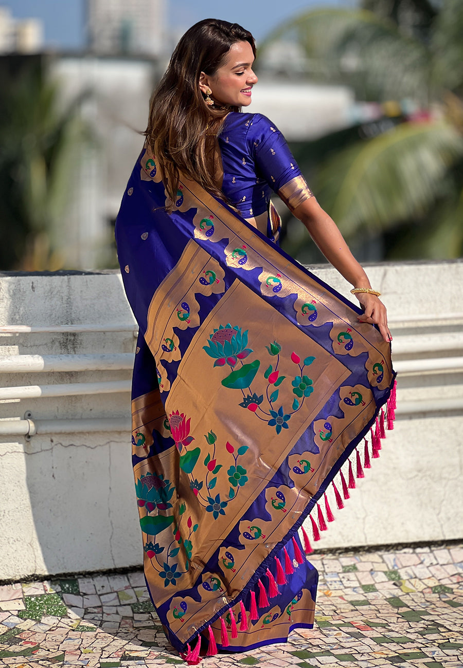 Stunning Paithani Silk Saree |  Wevon Paithani Meenakari Designer Work for Partywear