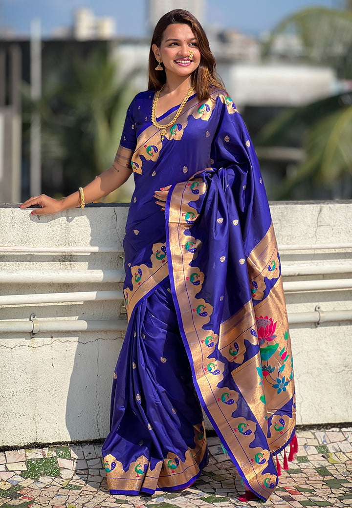 Stunning Paithani Silk Saree |  Wevon Paithani Meenakari Designer Work for Partywear